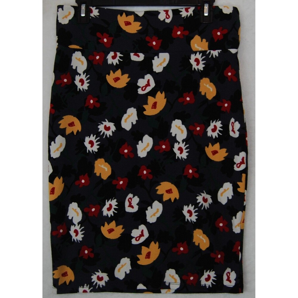 Lularoe Floral Cassie Printed Stretch Skirt Sz Large Unique Whimsical 32X24 EUC!